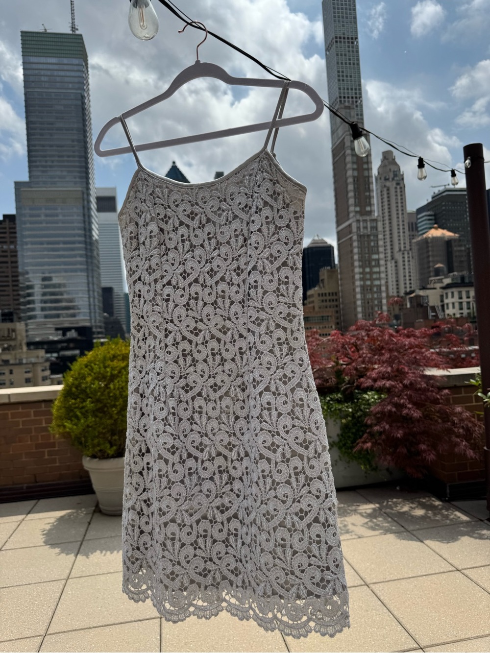 Aspeed Lace Slip Mini Silver / Grey Dress